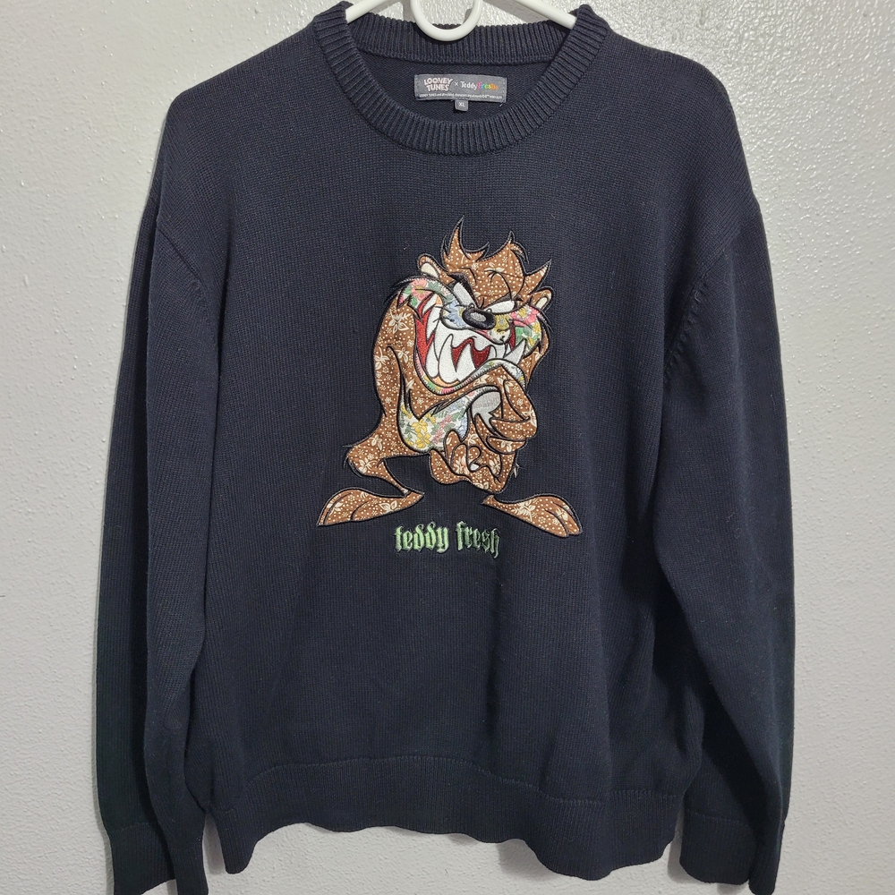 Teddy Fresh Black Sweater with Taz Design